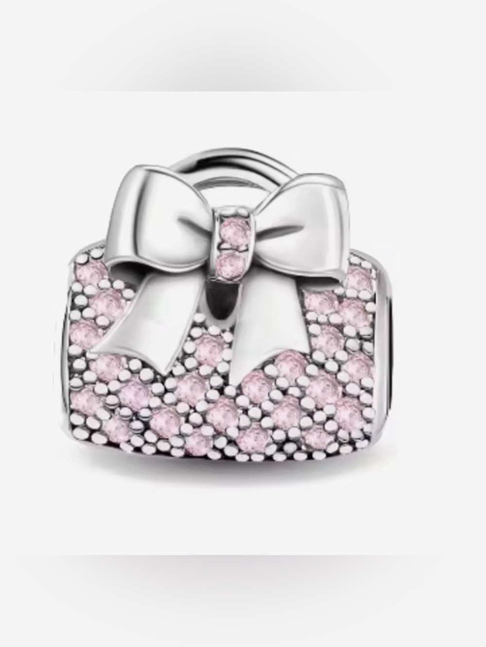 Silver & Pink Purse Charm with Bow